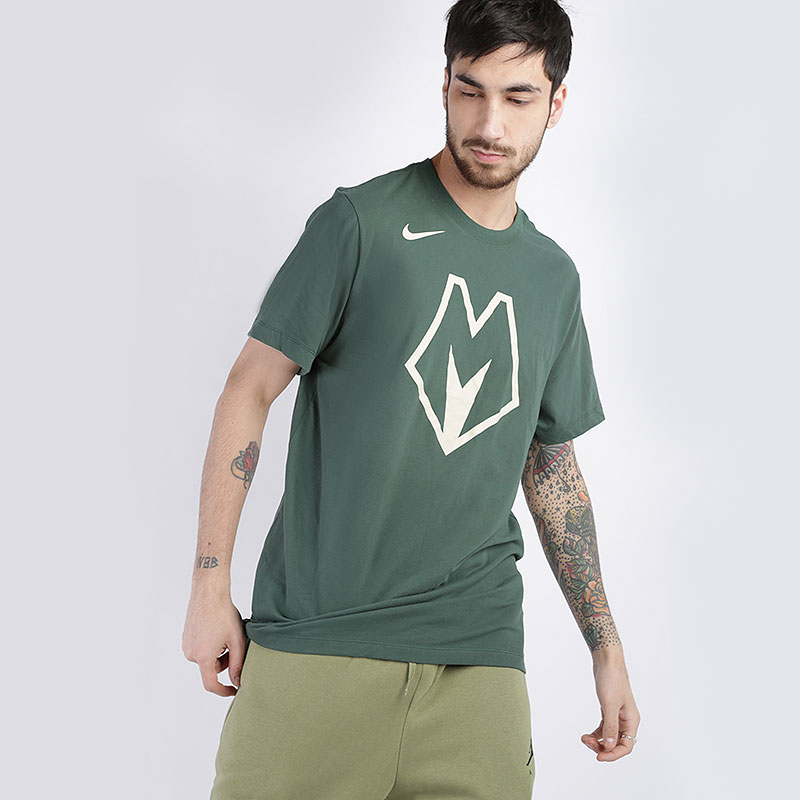 мужская зеленая футболка Nike Bucks City Edition Logo Men's Dri-FIT NBA T-Shirt BV8916-323 - цена, описание, фото 1